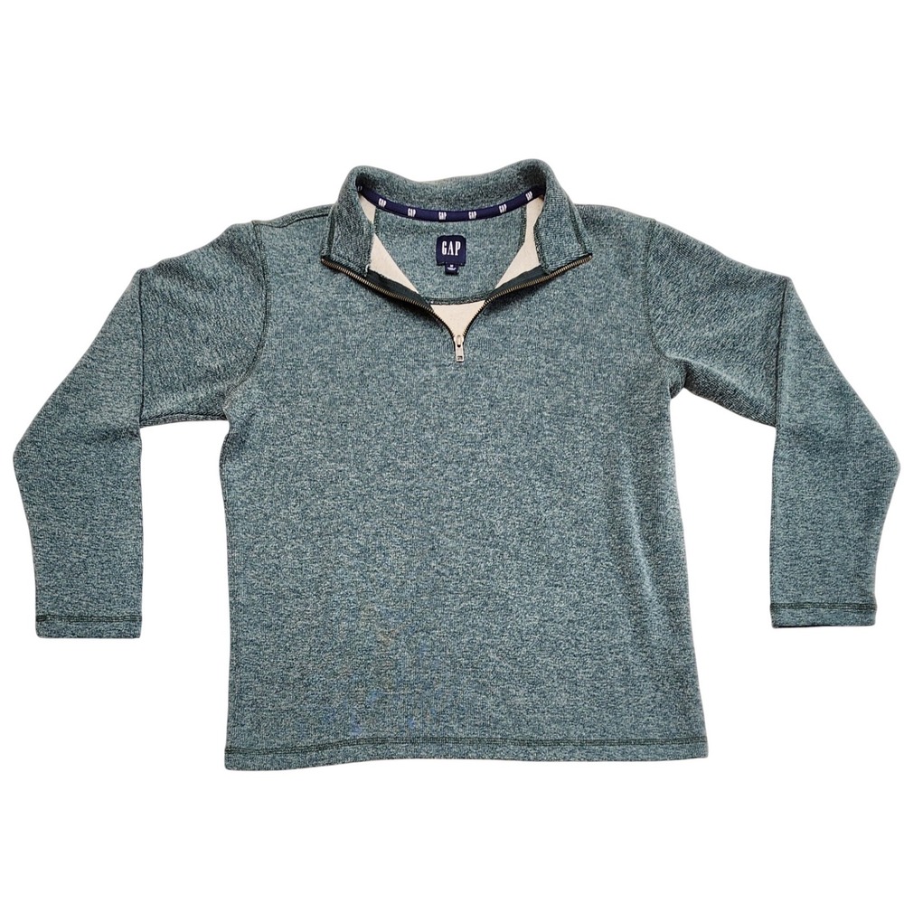 GAP Mens Quarter Zip Pullover Marl Knit Sweater Green Streetwear Size M